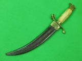 Vintage Antique Old Spanish Spain Curved Military Fighting Knife w/ Scabbard
