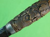 Antique Old Sweden Swedish Hunting Knife Carved Wood Handle