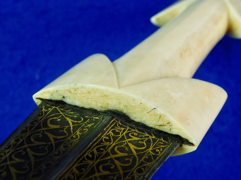 Antique Turkish Ottoman Islamic Wootz Damascus Gold Silver Dagger Shor ...