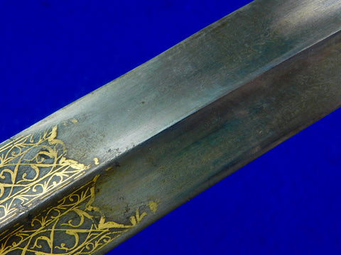 Antique Turkish Ottoman Islamic Wootz Damascus Gold Silver Dagger Shor ...