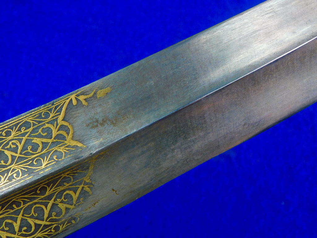 Antique Turkish Ottoman Islamic Wootz Damascus Gold Silver Dagger Shor ...