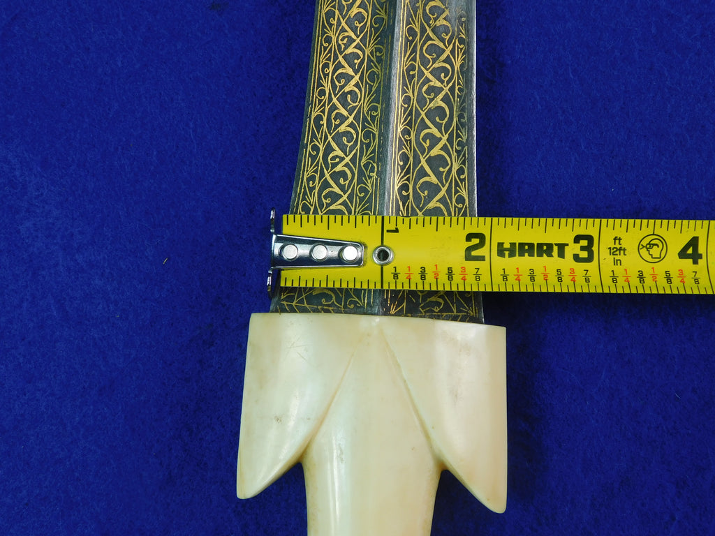 Antique Turkish Ottoman Islamic Wootz Damascus Gold Silver Dagger Shor ...