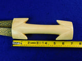 Antique Turkish Ottoman Islamic Wootz Damascus Gold Silver Dagger Short Sword