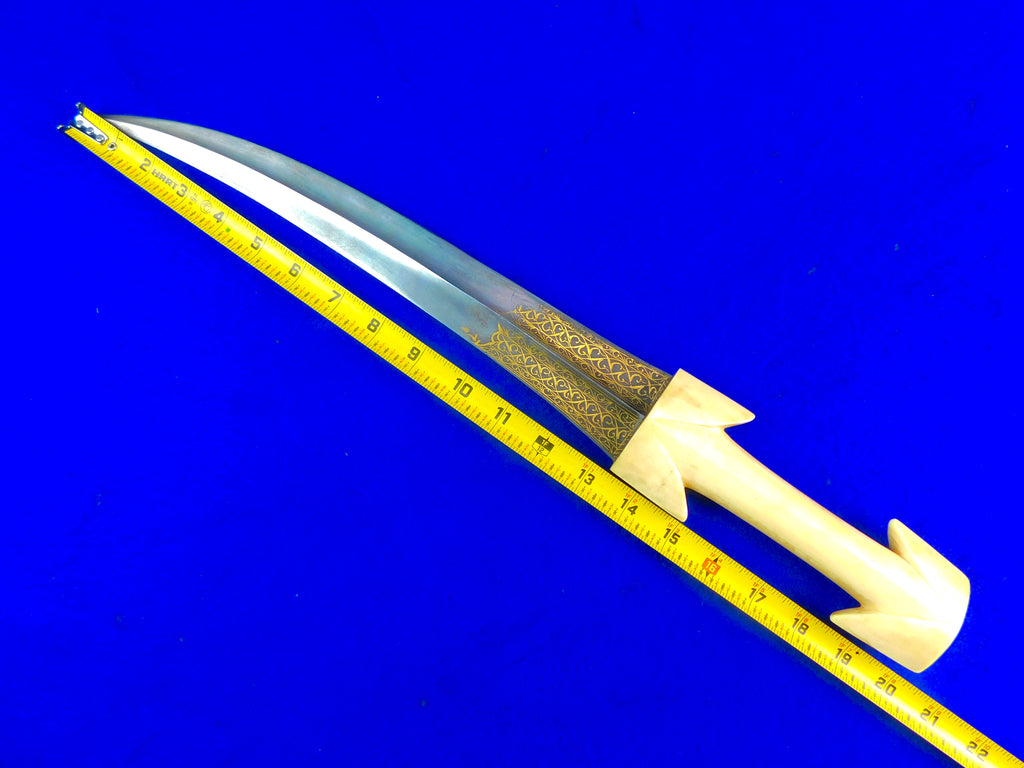 Antique Turkish Ottoman Islamic Wootz Damascus Gold Silver Dagger Shor ...