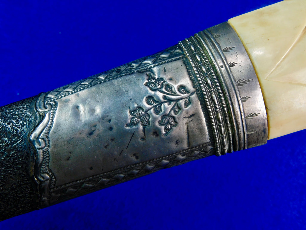 Antique Turkish Ottoman Islamic Wootz Damascus Gold Silver Dagger Shor ...
