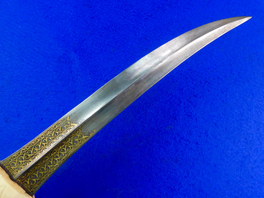 Antique Turkish Ottoman Islamic Wootz Damascus Gold Silver Dagger Shor ...