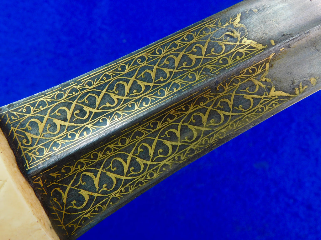 Antique Turkish Ottoman Islamic Wootz Damascus Gold Silver Dagger Shor ...