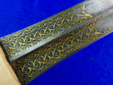 Antique Turkish Ottoman Islamic Wootz Damascus Gold Silver Dagger Short Sword