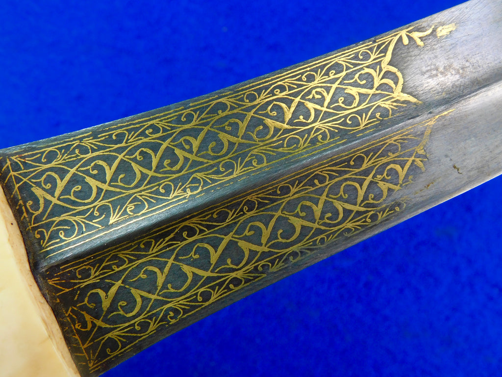 Antique Turkish Ottoman Islamic Wootz Damascus Gold Silver Dagger Shor ...