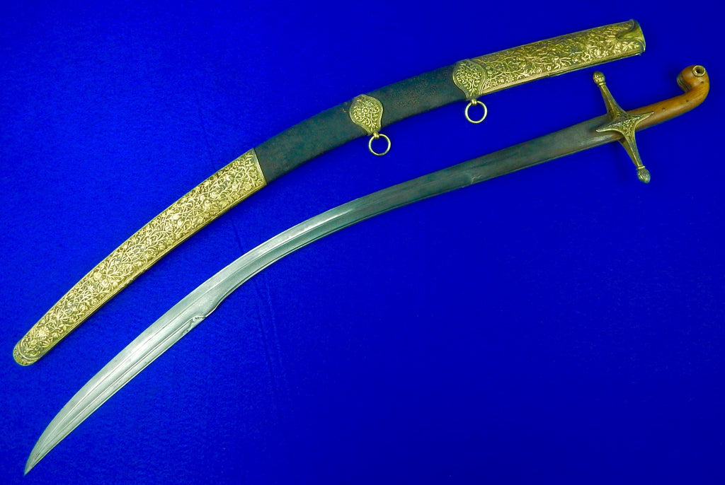Antique Turkish Persian Ottoman Fancy Wootz Damascus Shamshir Sword w ...