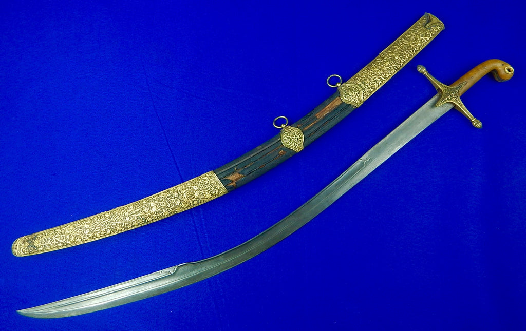 Antique Turkish Persian Ottoman Fancy Wootz Damascus Shamshir Sword w ...