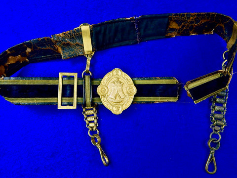 Antique US 19 Century Fraternal Masonic Sword Belt with Hangers Hanger