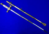 Antique US German High-Rank Fraternal Masonic Gold Presentation Engraved Sword