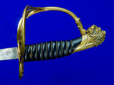 Antique Vintage Old US German Made URRM Fraternal Lion Head Sword w/ Scabbard
