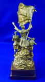 French WW1 GEORGES OMERTH Allies Gold Gilded Bronze Statue Sculpture Figurine