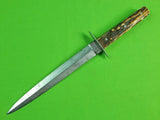 Vintage Old US or British English Big Stiletto Stag Handle Fighting Knife