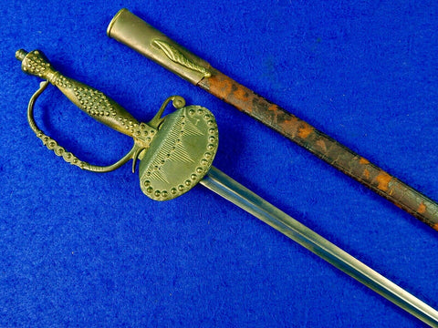 British English WW1 Period Antique Old German Made Court Sword w/ Scabbard