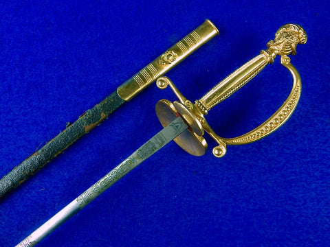 British English WW2 Wilkinson Engraved Court Sword w/ Scabbard