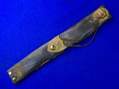 British or French 19 Century Lion Head Leather Artillery Shoulder Belt for Pouch