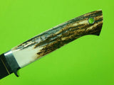Custom Made Handmade Bob Schultz Stag Handle Hunting Knife