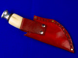 US Custom Made Handmade Small Cowboy Hunting Scrimshaw Knife & Sheath Display