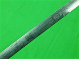 Antique Vintage Old English British Engraved Sword w/ Scabbard Knot