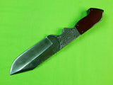 US Custom Hand Made PJ Ernest Wittier CA Damascus Fighting Knife & Sheath Case