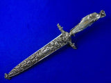 Antique French 19 Century Silvered Bronze Large Figural Hunting Dagger Knife