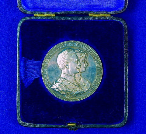 German Germany 1912 Royal Wedding Commemorative Silver Table Medal w/ Box 