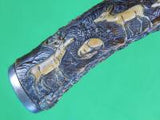 Antique Old German Germany 19 Century Hunting Knife Dagger Carved Stag Handle