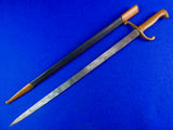 German Germany Antique WW1 Engraved Bayonet Dagger Short Sword w/ Scabbard
