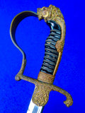 German Germany Antique WW1 Lion Head Quillback Officer's Sword w/ Scabbard