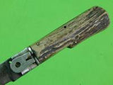 Old Vintage German Germany Large Hunting Hunter Folding Stag Handle Knife