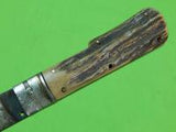 Old Vintage German Germany Large Hunting Hunter Folding Stag Handle Knife