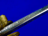 German Germany WW1 Colonial Uhlan Presentation Engraved Grosser Lion Head Sword