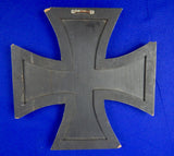 German Germany WW1 Iron Cross Wooden Wall Plaque Military Decor