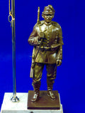 German Germany WW1 Soldier with Flag Presentation Signed Figurine Statue Art