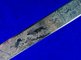 German Germany WW2 Engraved Hunting Dagger Knife w/ Scabbard