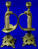 German Germany WWI WW1 Set of 2 Candle Holder Made From Navy Sword Handle