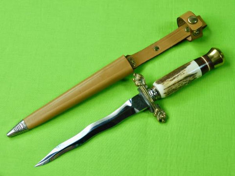 Vintage German Germany Solingen Kris Blade Stag Hunting Knife Figural Guard