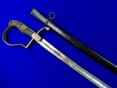 German Germany WW1 Antique Artillery Engraved Officer's Sword w/ Scabbard