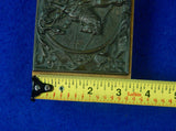 Antique Old German Germany WW1 Military Motif Metal Plaque w/ Wood Base