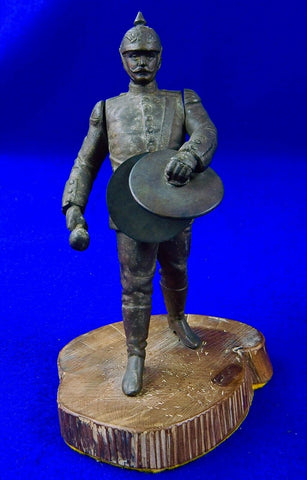 German Germany WWI WW1 Soldier w/ Drums Metal Figurine Statue Sculpture 