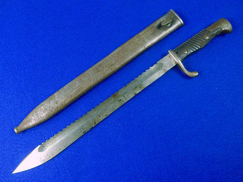 German Germany Antique WW1 Saw Back Butcher Bayonet Knife w/ Scabbard 