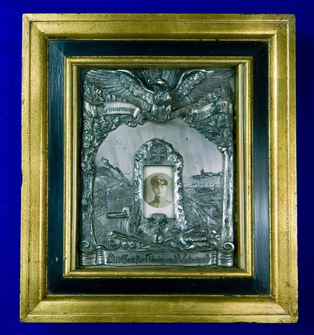 Antique German Germany WW1 Silver Bronze Large Picture Frame Military Decor 