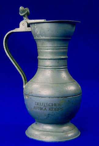 German Germany WW2 African Corps Decorative Pewter Lidded Mug Vase Pitcher Jar 
