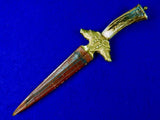 Vintage German Germany Spain Spanish Gold Engraved Hunting Dagger Knife w Sheath