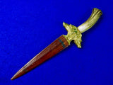 Vintage German Germany Spain Spanish Gold Engraved Hunting Dagger Knife w Sheath