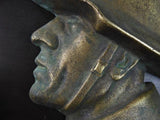 German Germany Antique WW1 Bronze Copper Soldier Bust Plaque Military Wall Decor