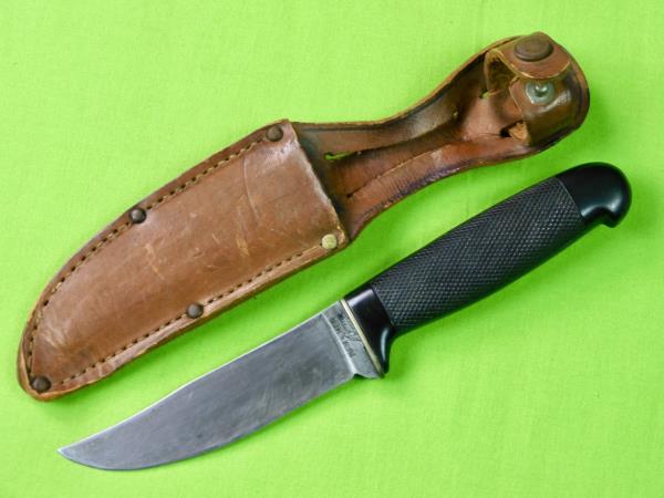 Lot - Vintage Hammer Brand Fixed Blade Knife w/ Leather Sheath